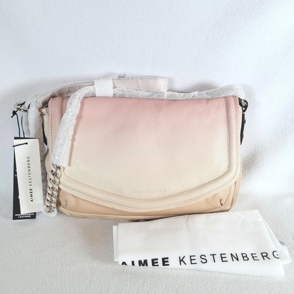 Aimee Kestenberg Womens Leather Convertible Chain Strap Shoulder Bag Pink Ombre